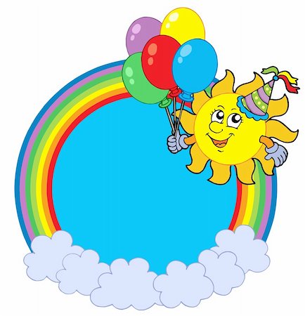 simsearch:400-04531867,k - Rainbow circle with party sun - vector illustration. Stock Photo - Budget Royalty-Free & Subscription, Code: 400-04593997