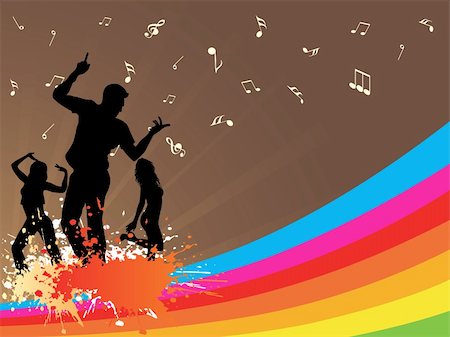 simsearch:400-04031104,k - silhouette of dancing people on grunge musical background Stock Photo - Budget Royalty-Free & Subscription, Code: 400-04604134
