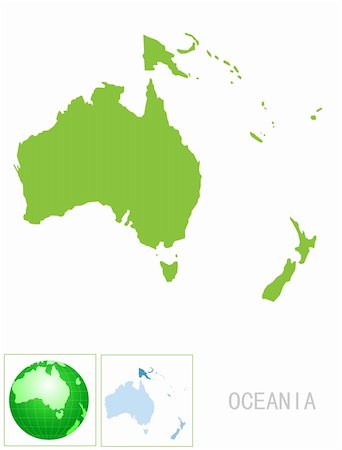 Oceania map and icon on white background Stock Photo - Budget Royalty-Free & Subscription, Code: 400-04604261