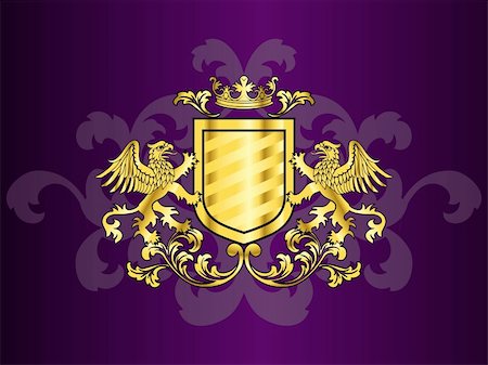 Heraldry design with griffins holding up a shield. Graphics are grouped and in several layers for easy editing. The file can be scaled to any size. Foto de stock - Super Valor sin royalties y Suscripción, Código: 400-04604278