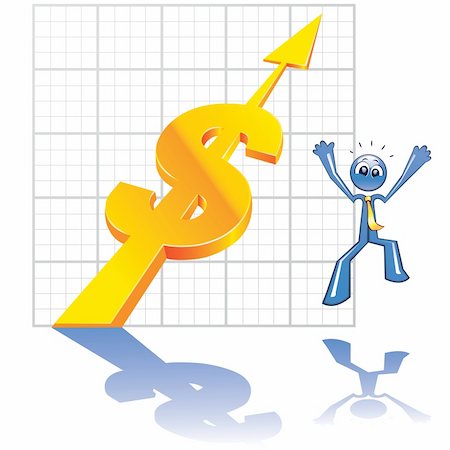 Mascot of businessman showing economy growth on chart Stock Photo - Budget Royalty-Free & Subscription, Code: 400-04604356