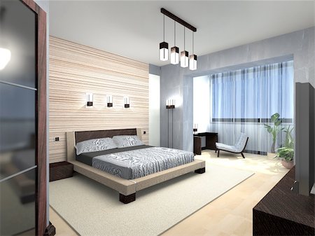 modern bedroom Photographie de stock - Aubaine LD & Abonnement, Code: 400-04604390