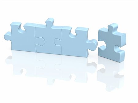 simsearch:400-04730835,k - Four parts of a puzzle. Objects over white Stock Photo - Budget Royalty-Free & Subscription, Code: 400-04604415