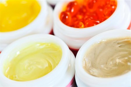 simsearch:632-01147175,k - Colorful jars of skin care creams and lotions Stock Photo - Budget Royalty-Free & Subscription, Code: 400-04604543