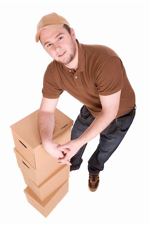 simsearch:400-06093764,k - delivery man with package. over white background Photographie de stock - Aubaine LD & Abonnement, Code: 400-04604567