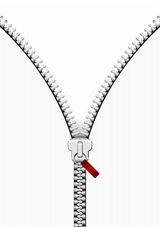 Silver zipper in a vertical line over white background Photographie de stock - Aubaine LD & Abonnement, Code: 400-04604649