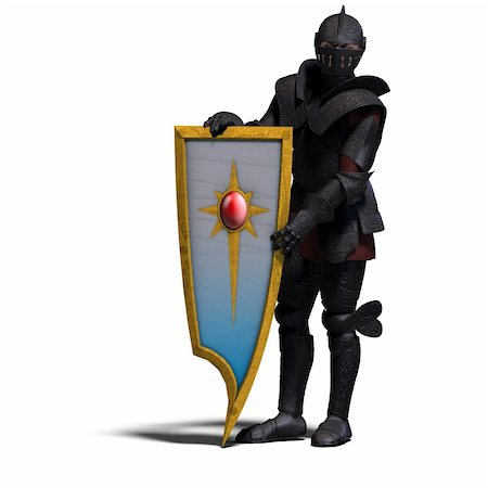 simsearch:614-08871728,k - The Dark Knight with shield. With clipping path over white Foto de stock - Royalty-Free Super Valor e Assinatura, Número: 400-04604651