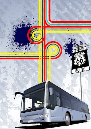 Blue Tourist bus. Coach. Vector illustration Foto de stock - Super Valor sin royalties y Suscripción, Código: 400-04604785