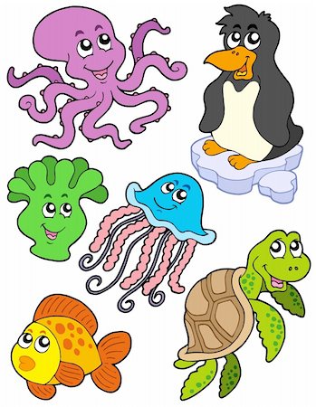 Aquatic animals collection 2 - vector illustration. Foto de stock - Super Valor sin royalties y Suscripción, Código: 400-04604851