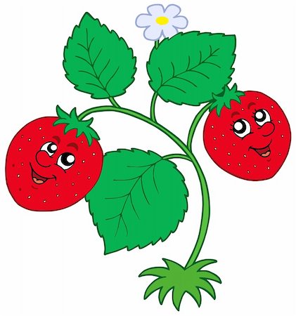 flowers in growing clip art - Cute strawberry on white background - vector illustration. Stock Photo - Budget Royalty-Free & Subscription, Code: 400-04604853
