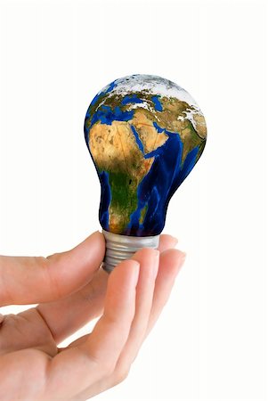 Hand hold earth bulb  isolated on white Stock Photo - Budget Royalty-Free & Subscription, Code: 400-04605079