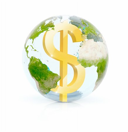 simsearch:400-06523211,k - 3d rendered dollar sign in glass sphere with earth map Stock Photo - Budget Royalty-Free & Subscription, Code: 400-04605124