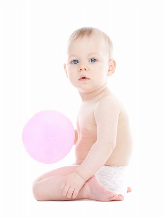 Baby with a balloon on isolated white background Stock Photo - Budget Royalty-Free & Subscription, Code: 400-04605179