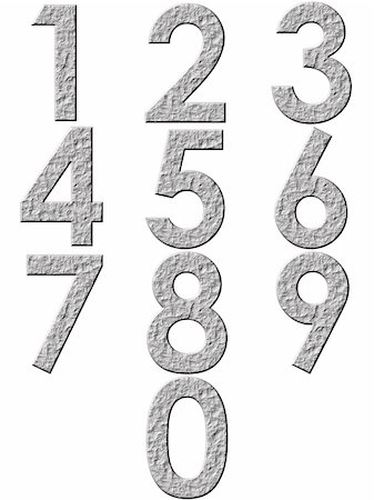 3d stone numbers isolated in white Stock Photo - Budget Royalty-Free & Subscription, Code: 400-04605308