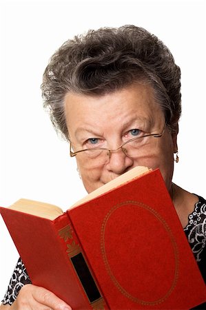 simsearch:400-04549195,k - The old woman with the red book on a white background Stock Photo - Budget Royalty-Free & Subscription, Code: 400-04605359