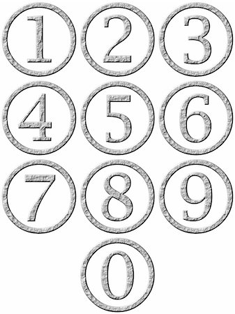 3d stone framed numbers isolated in white Stock Photo - Budget Royalty-Free & Subscription, Code: 400-04605474