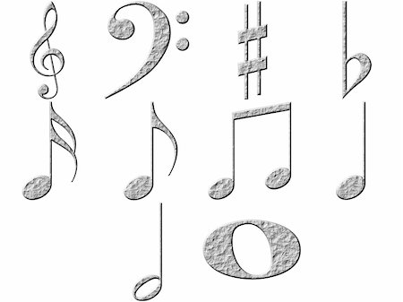 simsearch:400-04994761,k - 3d stone music notes isolated in white Stock Photo - Budget Royalty-Free & Subscription, Code: 400-04605476