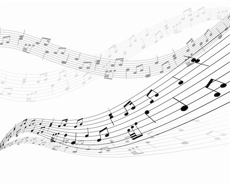 swirling music sheet - Musical notes stuff vector background for use in design Stock Photo - Budget Royalty-Free & Subscription, Code: 400-04605604