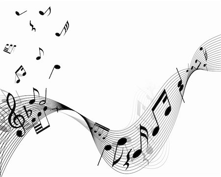 swirling music sheet - Musical notes stuff vector background for use in design Stock Photo - Budget Royalty-Free & Subscription, Code: 400-04605605
