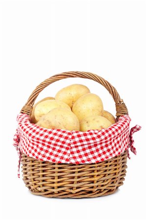 simsearch:400-06701002,k - Raw and fresh potatoes in the basket, isolated on white background Stock Photo - Budget Royalty-Free & Subscription, Code: 400-04605859