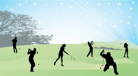 Collection of golfers on a golf court. Visit my portfolio for many more illustrations and vectors. Stock Photo - Budget Royalty-Free & Subscription, Code: 400-04606000
