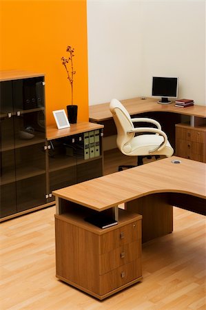 The monitor on a table at modern office Fotografie stock - Microstock e Abbonamento, Codice: 400-04606260