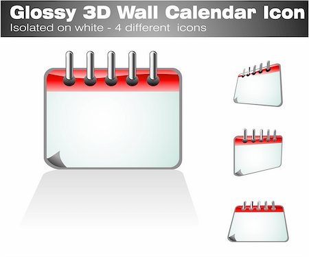 simsearch:400-05880553,k - 3D Glossy Wall Calendar Icon Photographie de stock - Aubaine LD & Abonnement, Code: 400-04606647