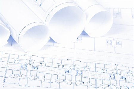 diagrammatic drawing in architecture - Blueprints for the construction of the house. Shallow depth of field Stock Photo - Budget Royalty-Free & Subscription, Code: 400-04606792