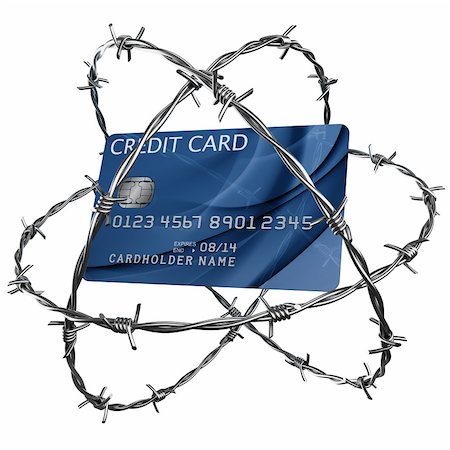simsearch:400-07326303,k - 3d rendering of a credit card wrapped in barbed wire Foto de stock - Super Valor sin royalties y Suscripción, Código: 400-04606877