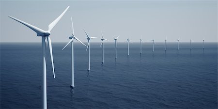 3d rendering of windturbines on the ocean Stock Photo - Budget Royalty-Free & Subscription, Code: 400-04606872