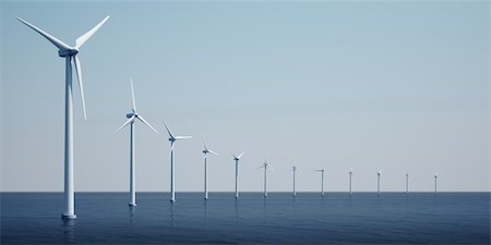 3d rendering of windturbines on the ocean Stock Photo - Budget Royalty-Free & Subscription, Code: 400-04606873