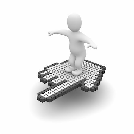 Man flying on computer mouse cursor. 3d rendered illustration. Stock Photo - Budget Royalty-Free & Subscription, Code: 400-04606917