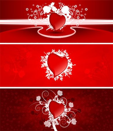 simsearch:400-04238322,k - Color Saint Valentine's banners with snow scrolls and heart shapes Photographie de stock - Aubaine LD & Abonnement, Code: 400-04606959