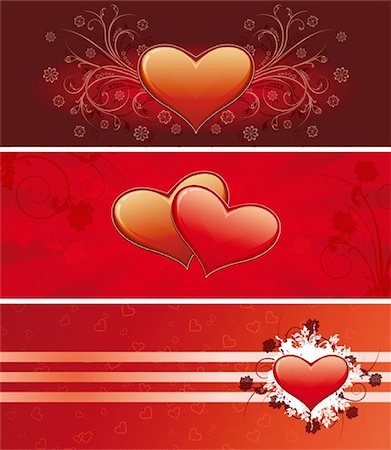 simsearch:400-04238322,k - Color Saint Valentine's banners with scrolls and heart shapes Photographie de stock - Aubaine LD & Abonnement, Code: 400-04606967