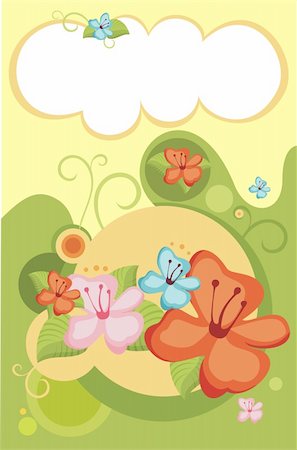 simsearch:400-05149797,k - vector illustration of a cute flower and colorful butterfly Stock Photo - Budget Royalty-Free & Subscription, Code: 400-04606981