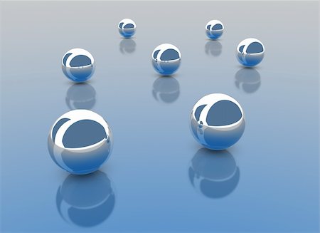 still technology concept - 3D render of Chrome balls on a blue gradient surface. Stock Photo - Budget Royalty-Free & Subscription, Code: 400-04607106