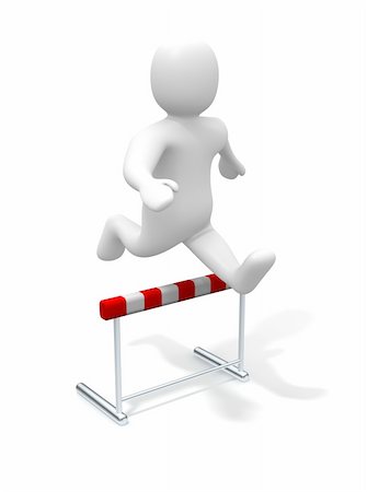 Man jumping over the hurdle. 3d rendered illustration. Stock Photo - Budget Royalty-Free & Subscription, Code: 400-04607116