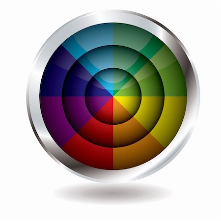 simsearch:400-04177289,k - Rainbow divided button with silver bevel and drop shadow Stock Photo - Budget Royalty-Free & Subscription, Code: 400-04607192