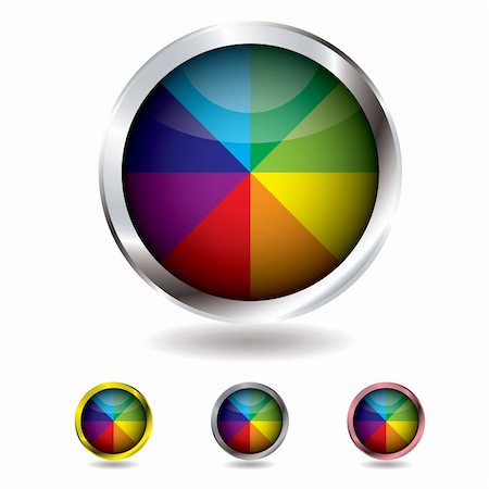simsearch:400-04177289,k - Brightly colored beach ball button with metal bevel and shadow Stock Photo - Budget Royalty-Free & Subscription, Code: 400-04607193