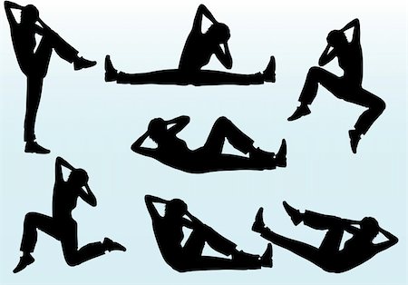 simsearch:400-05133048,k - Woman aerobic exercising vector silhouettes Photographie de stock - Aubaine LD & Abonnement, Code: 400-04607255