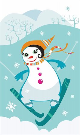 santa claus ski - Skiing snowwoman Stock Photo - Budget Royalty-Free & Subscription, Code: 400-04607320
