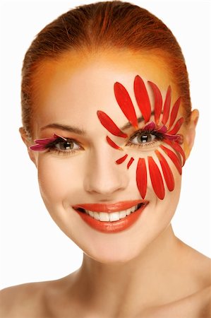 simsearch:400-04263334,k - beautiful woman with flower on face Foto de stock - Royalty-Free Super Valor e Assinatura, Número: 400-04607399
