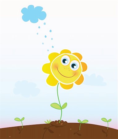 simsearch:400-04806477,k - Smiling flower in garden. Vector Illustration. Stock Photo - Budget Royalty-Free & Subscription, Code: 400-04607719