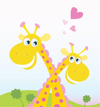 simsearch:400-08611814,k - Two funny giraffes in love. Vector Illustration. See similar pictures in my portfolio! Stock Photo - Budget Royalty-Free & Subscription, Code: 400-04607959