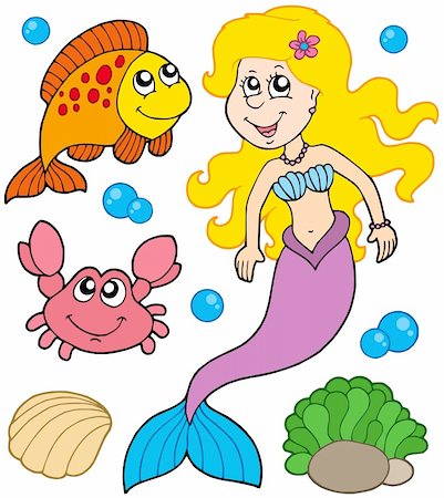 simsearch:400-08614096,k - Mermaid collection on white background - vector illustration. Stock Photo - Budget Royalty-Free & Subscription, Code: 400-04608137