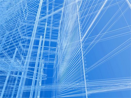 simsearch:400-05162211,k - Modern building geometry wire mesh Stock Photo - Budget Royalty-Free & Subscription, Code: 400-04608583