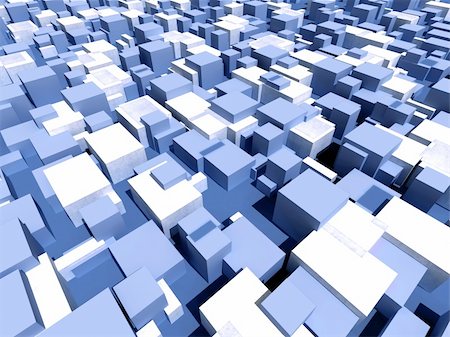 simsearch:400-05162211,k - Infinite random blue and white boxes - digital artwork Stock Photo - Budget Royalty-Free & Subscription, Code: 400-04608661