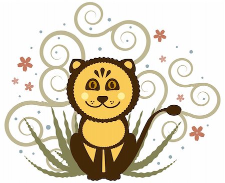 evestock (artist) - Vector Cheerful Lion Cub against Nature Background Stock Photo - Budget Royalty-Free & Subscription, Code: 400-04608931