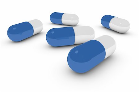 simsearch:400-07681009,k - 3D Render of blue pills on white background. Stockbilder - Microstock & Abonnement, Bildnummer: 400-04608977