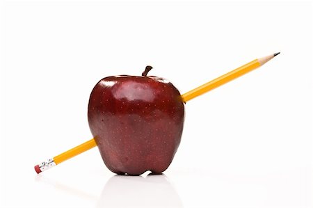 ripe red apple with pencil Stock Photo - Budget Royalty-Free & Subscription, Code: 400-04609075